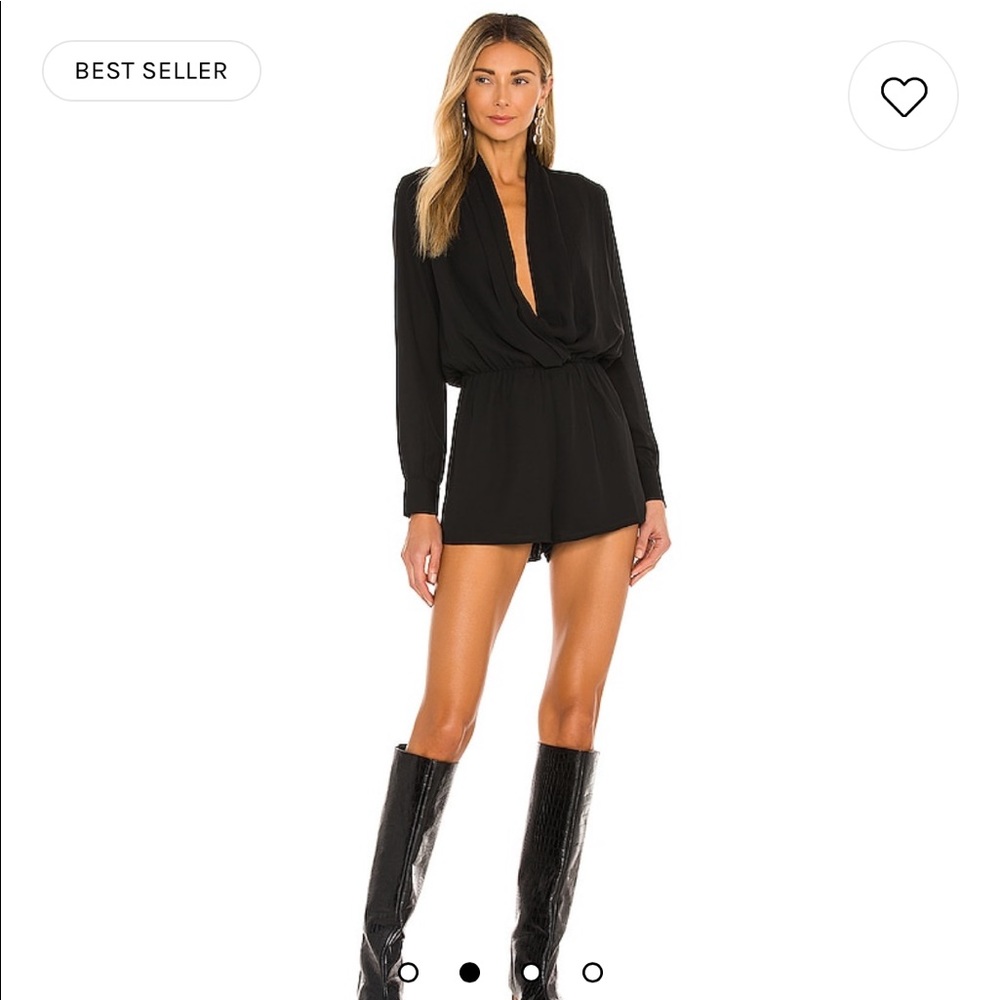 Superdown Kaycie Drape Neck Romper in Black